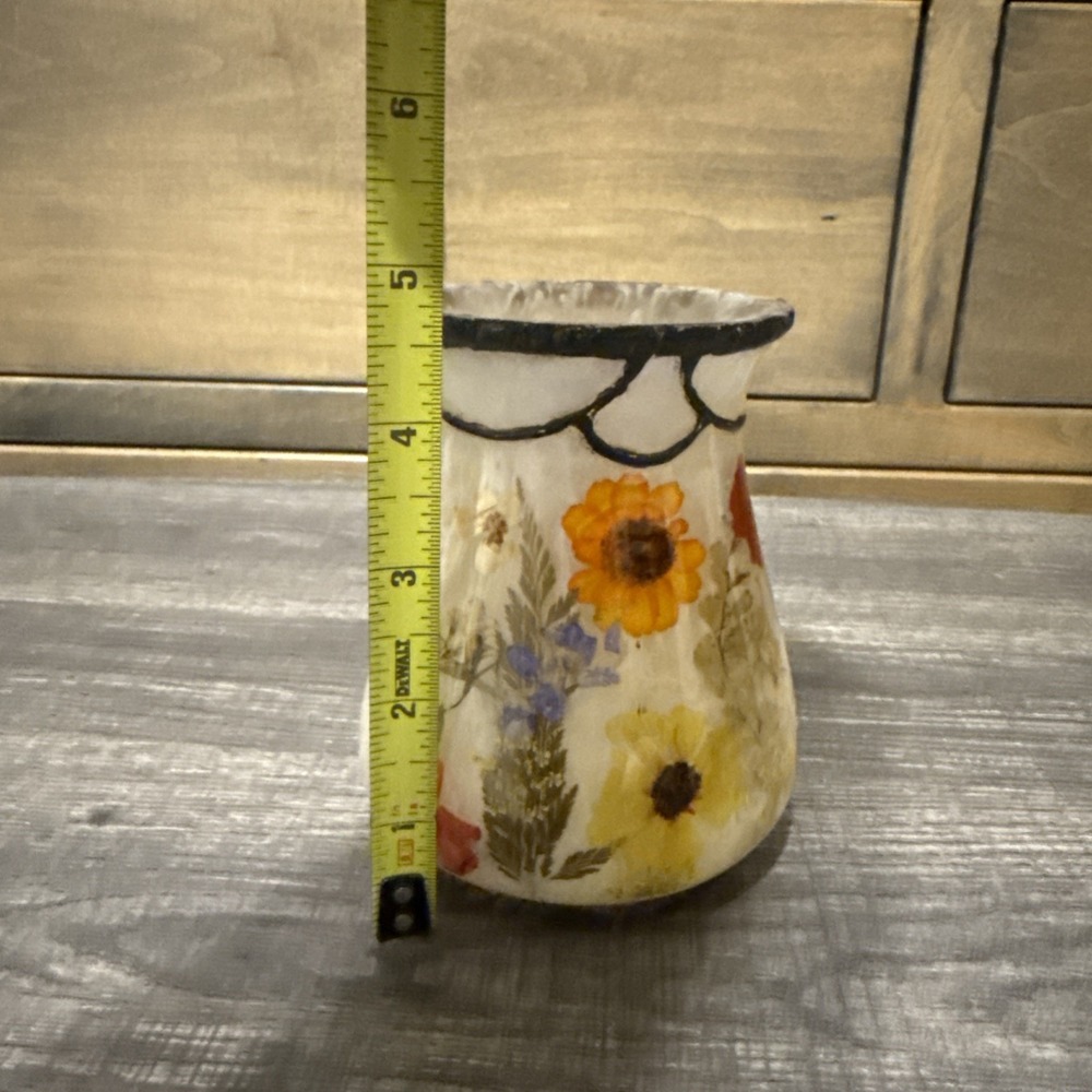 Vintage India Ink Fresh Fields Acrylic Lucite Tumbler Pressed Flowers 5" - Picture 9 of 10